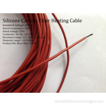 12k Carbon Fiber Silicone Heating Cable